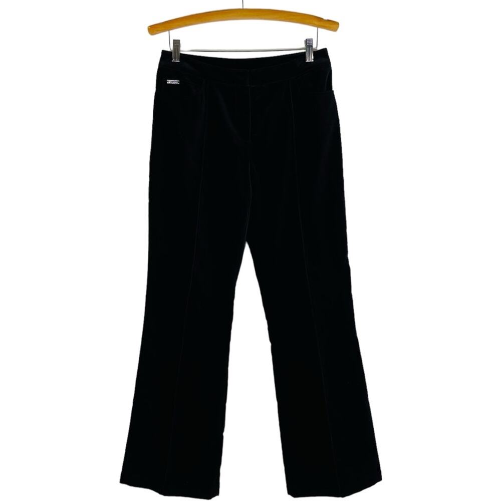 St. John black velvet designer high waisted dressy evening office pants 8